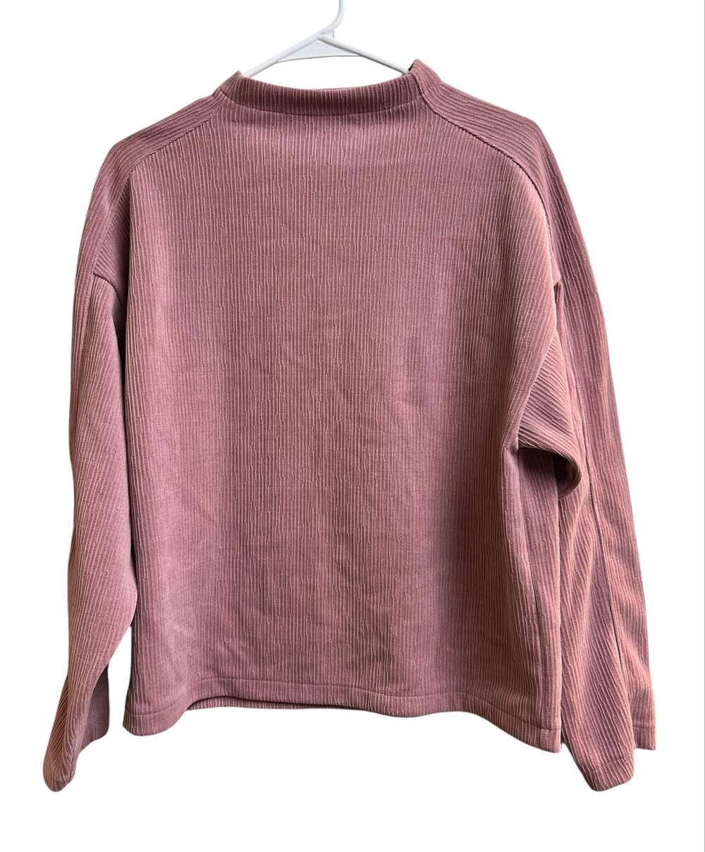 Madewell Striped Jacquard Funnelneck Top Soft Ribbed Woodrose Pink Medium